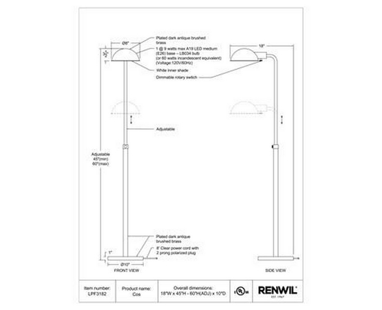 Cos Floorstanding Lamp by Renwil