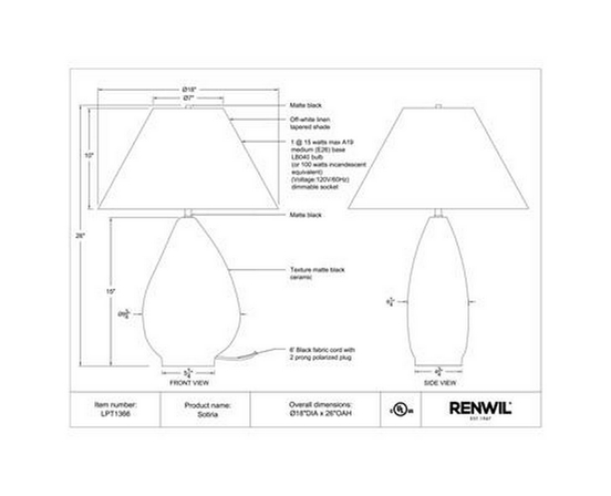 Sotiria Table Lamp by Renwil