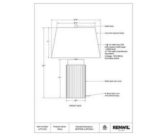 Stilus Table Lamp by Renwil