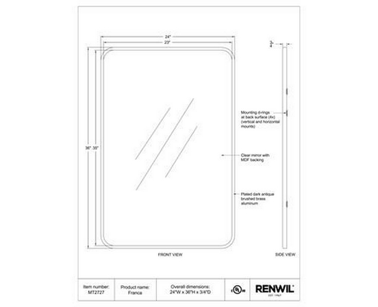 Franca Wall Mirror by Renwil