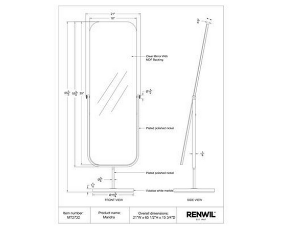 Mandra Wall Mirror by Renwil
