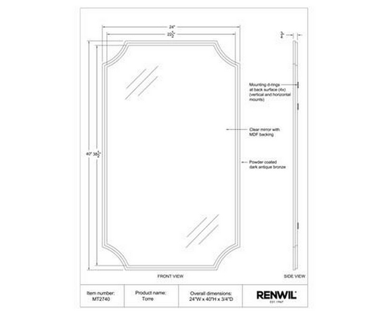 Torre Wall Mirror by Renwil