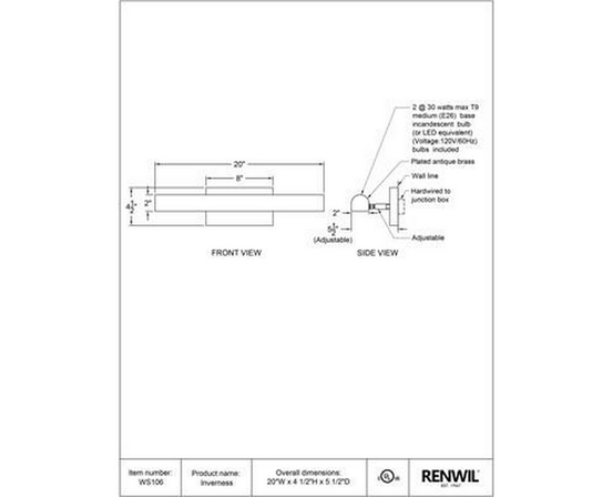 Inverness Wall Sconce by Renwil