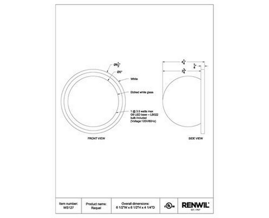 Raquel Wall Sconce by Renwil