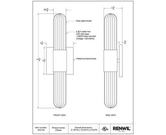 Chiara Wall Sconce by Renwil