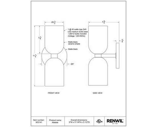 Alessia Wall Sconce by Renwil