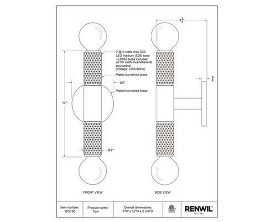 Tovi Wall Sconce by Renwil
