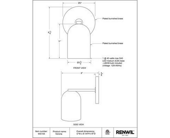 Vorona Wall Sconce by Renwil