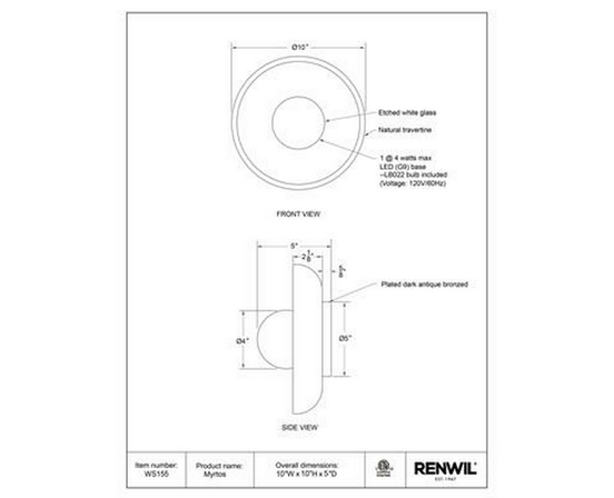 Myrtos Wall Sconce by Renwil