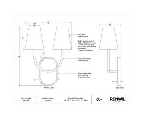 Maddie Wall Sconce by Renwil