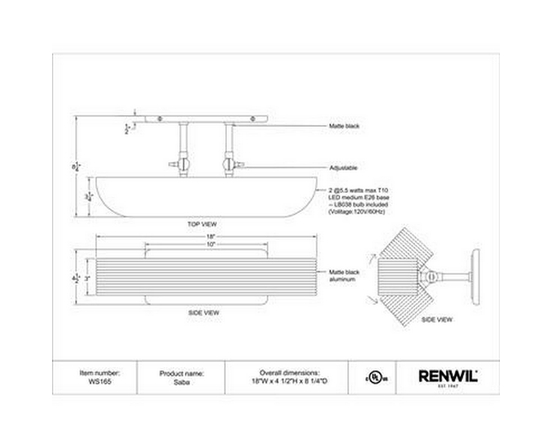 Saba Wall Sconce by Renwil