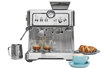 Kenmore Espresso Machine With Grinder & Milk Frother, 15 Bar, Stainless Steel - KKCMEMT