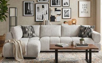 Fabric Sectionnal Sofa with corner chair on the left by Deco-Style