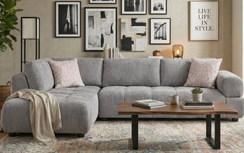 Fabric Sectionnal Sofa with corner chair on the left by Deco-Style