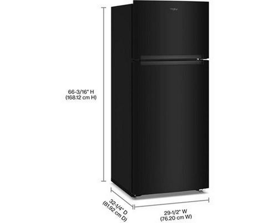 Whirlpool 28-Inch, 18.0 Cu. Ft. Top Freezer Refrigerator With Total Coverage Cooling - WRTX5118TB