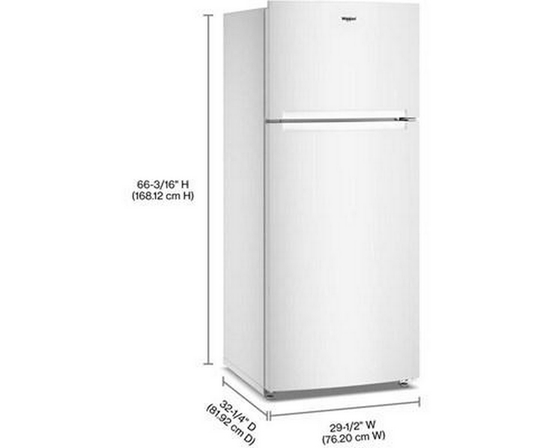 Whirlpool 28-Inch, 18.0 Cu. Ft. Top Freezer Refrigerator With Total Coverage Cooling - WRTX5118TW