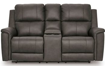 Bleckley Power Reclining Loveseat in Leather Match with Adjustable Headrest by Signature Design by Ashley