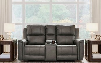 Bleckley Power Reclining Loveseat in Leather Match with Adjustable Headrest by Signature Design by Ashley