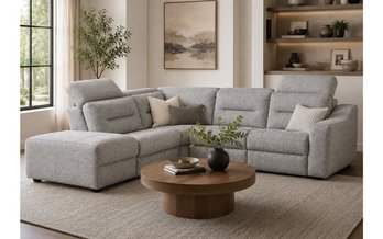 5-Pc Power Reclining Fabric Sectional with Adjustable Headrest by Elran