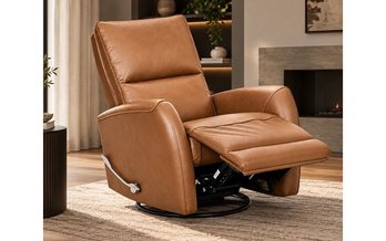 Meadow Manual Leather Match Swivel Glider Recliner by Primo International