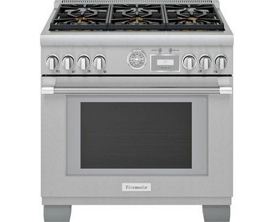 Thermador 36-Inch Freestanding Gas Range With Extralow® Burners - PRG366WG