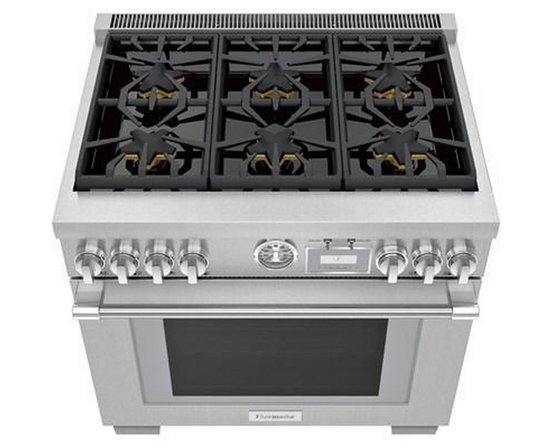 Thermador 36-Inch Freestanding Gas Range With Extralow® Burners - PRG366WG