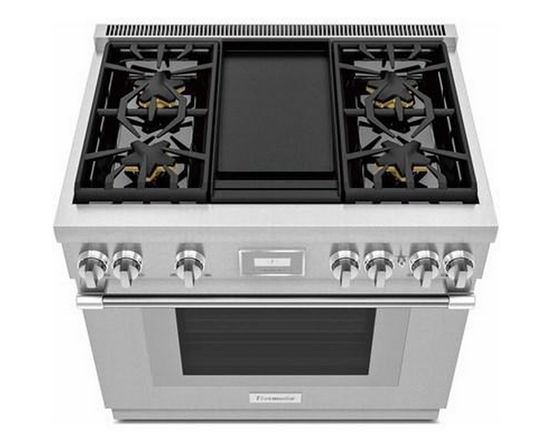 Thermador 36-Inch Freestanding Gas Range With Extralow® Burners - PRG364WDH