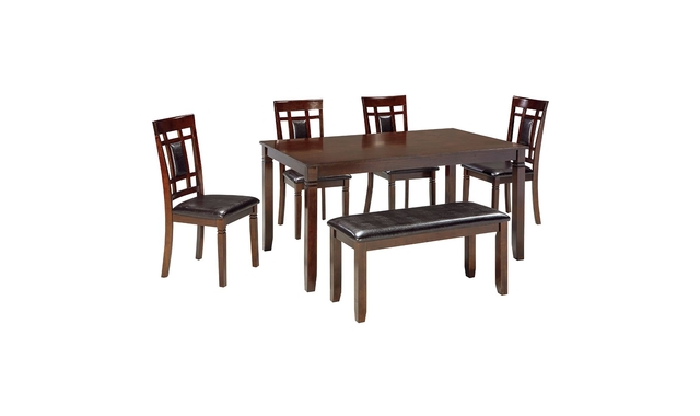 D384-325 - Bennox Dining Room Table and Chairs with Bench (Set of 6) by ...