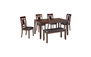 Bennox Dining Room Table and Chairs with Bench - Set of 6 by Ashley - D384-325