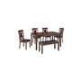 Bennox Dining Room Table and Chairs with Bench - Set of 6 by Ashley - D384-325