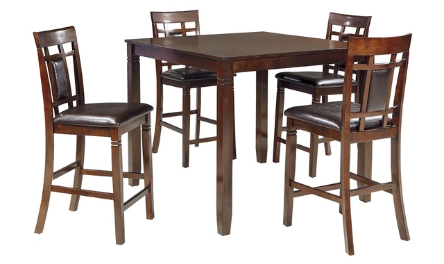 D Bennox Counter Height Dining Room Table And Bar Stools Set Of By Ashley Dining