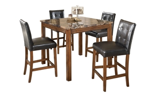 Theo Counter Height Dining Room Table and Bar Stools - Set of 5 by Ashley - D158-233