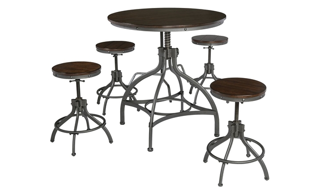 Odium Counter Height Dining Room Table and Bar Stools - Set of 5 by Ashley - D284-223