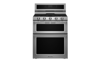 KitchenAid 30 in. 5 Burner Dual Fuel Double Oven Convection Range - KFDD500ESS