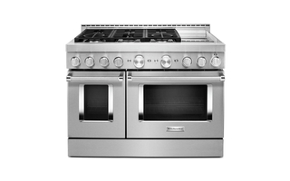 KitchenAid 48 in. Smart Commercial-Style Gas Range with Griddle - KFGC558JSS