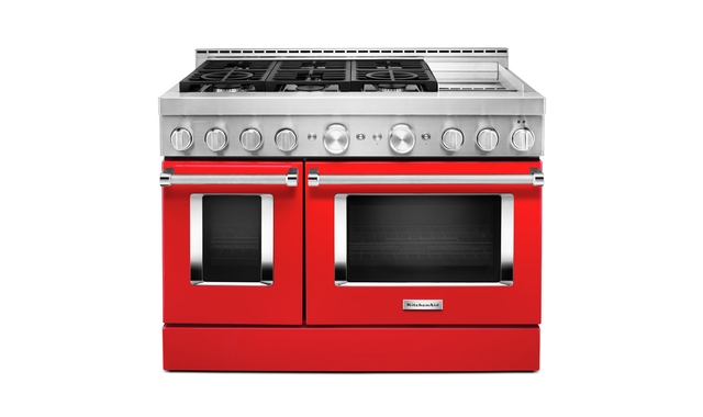 KitchenAid 48 in. Smart Commercial-Style Gas Range with Griddle - KFGC558JPA