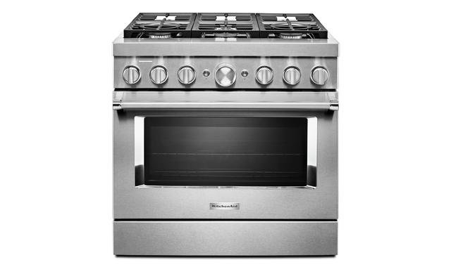 KitchenAid 36 In Smart Commercial Style Dual Fuel Range With 6 Burners   21988 