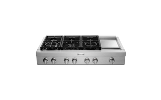 KitchenAid 48 in. 6-Burner Commercial-Style Gas Rangetop with Griddle - KCGC558JSS