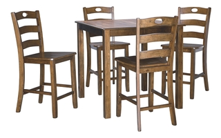 Hazelteen Counter Height Dining Room Table and Bar Stools - Set of 5 by Ashley - D419-223