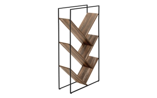 Bookcase Brown Reclaimed Wood-Look Black Metal - 2202