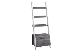 Bookcase Grey White ladder with 2 storage drawer - 2756