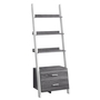 Bookcase Grey White ladder with 2 storage drawer - 2756