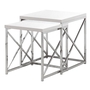 Nesting Table 2Pcs Set Glossy White Chrome Metal - 3025