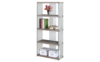 Bookcase Dark Taupe with Tempered Glass - 3060