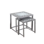 Nesting Table 2Pcs Set Grey blue tile Top Silver - 3141