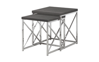 Nesting Table 2Pcs Set Grey with Chrome Metal - 3226