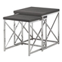 Nesting Table 2Pcs Set Grey with Chrome Metal - 3226