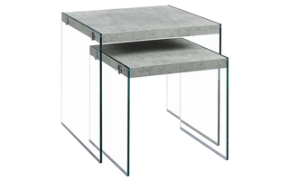 Nesting Table 2Pcs Set Grey cement Tempered Glass - 3231