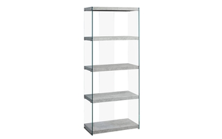 Bookcase Grey cement with Tempered Glass - 3233