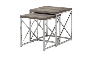 Nesting Table 2Pcs Set Dark Taupe with Chrome Metal - 3255